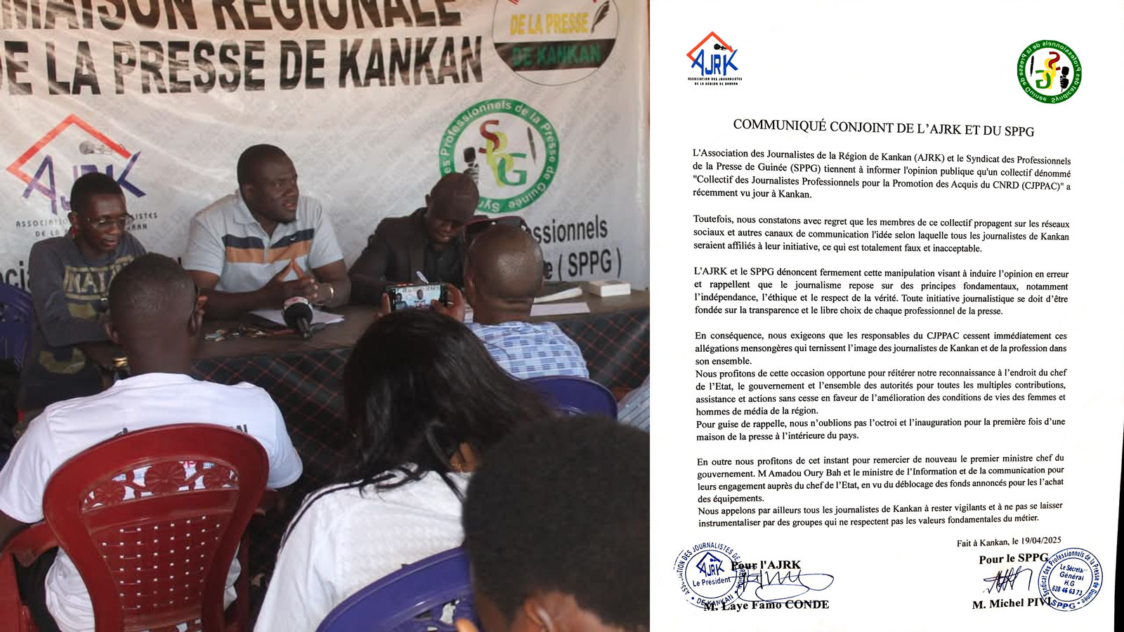 Kankan : les organisations de journalistes dénoncent l’usurpation d’identité professionnelle par un collectif pro-CNRD